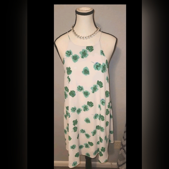 Entro Green and White Stripe Tie Top Midi Dress
